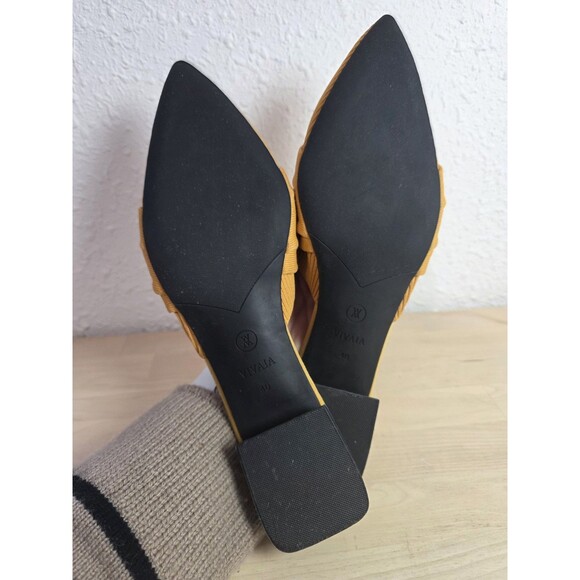 Vivaia Pointed- Toe Knot Sandals Yaffa Mustard Yellow Old Money Knit Comfort 10 - Picture 6 of 6